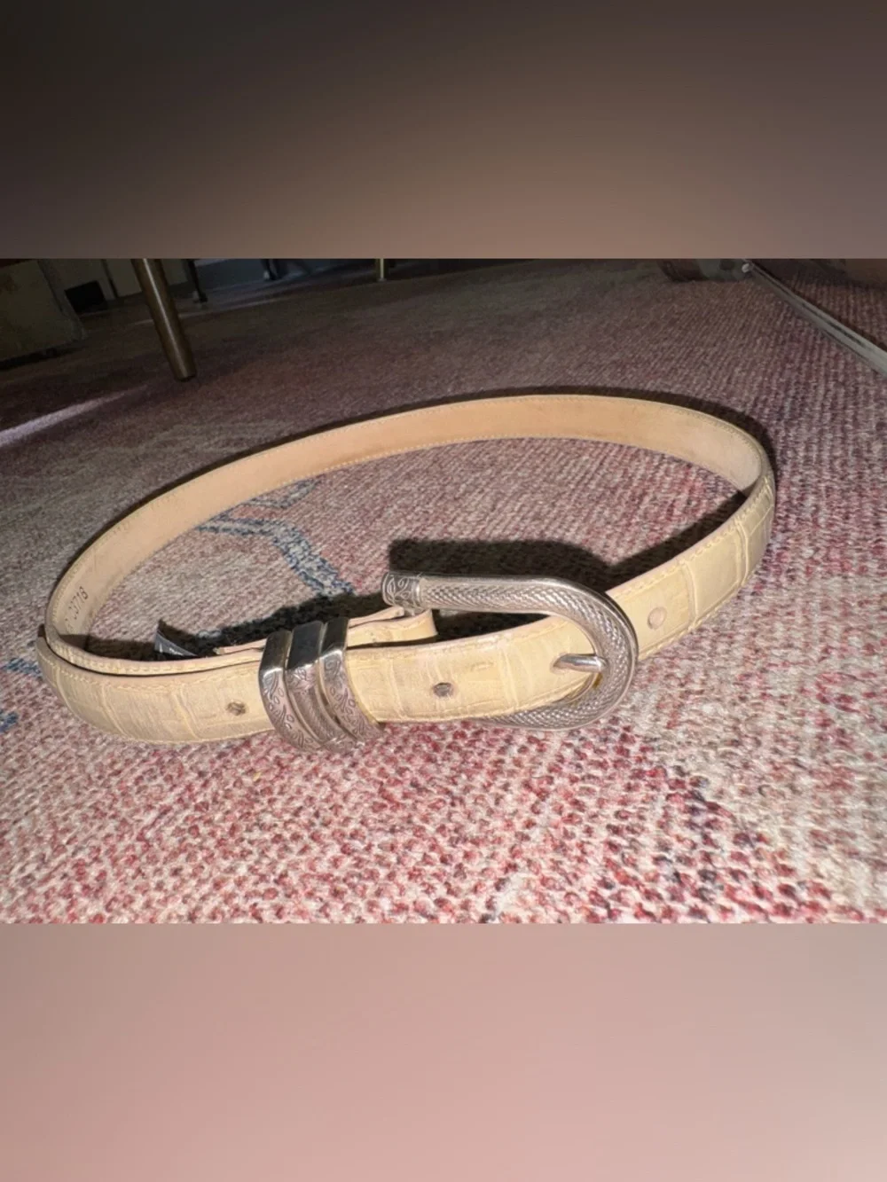 Brighton tan leather crocodile women’s belt w/ornate silver buckle sz 30